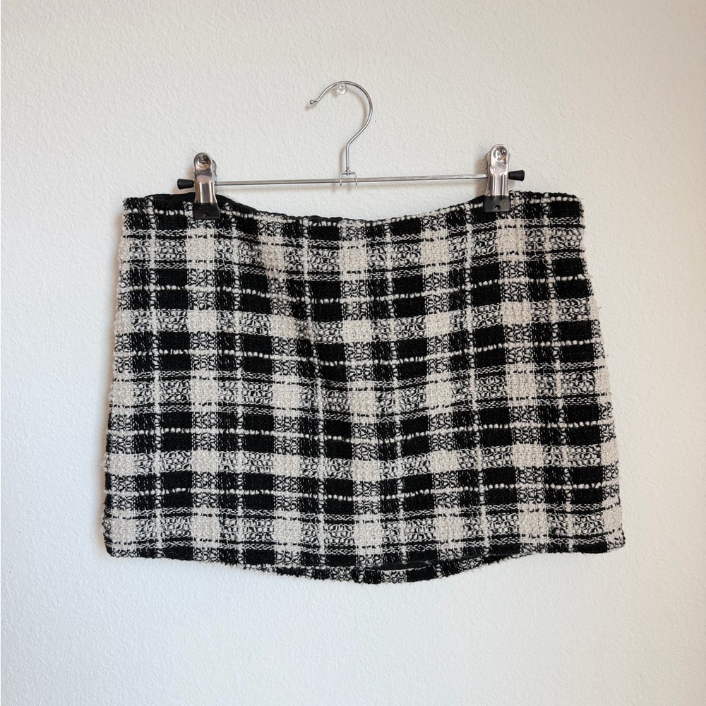 Plaid Black and White Women's Mini Skirt